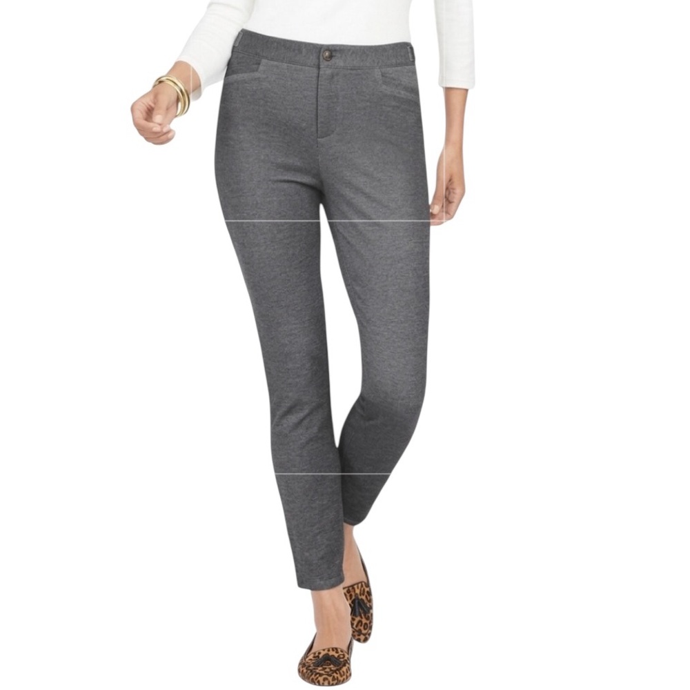 Talbots Lexington Ankle Pants Textured Ponte Knit Gray Size 8 Career Comfort